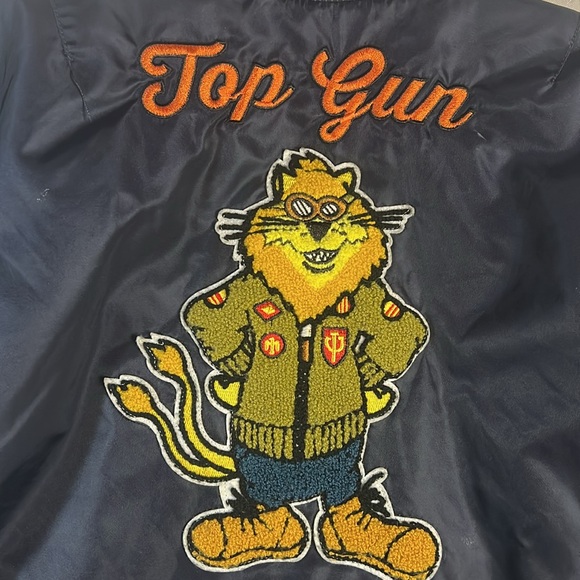 Navy Blue Top Gun Aviator Bomber Flight Jacket - Juniors Size 14 - Picture 17 of 17